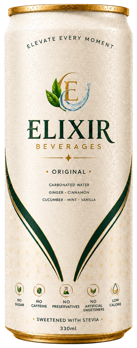 A chilled can of Elixir Beverages Original